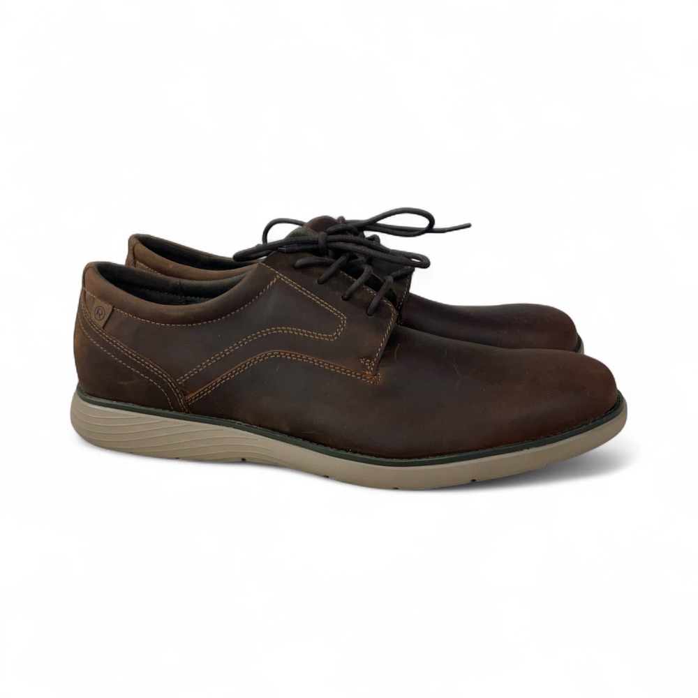 Rockport Garrett Plain Toe Mens Leather Brown Dress Shoes Size 12 Tan NWT READ**